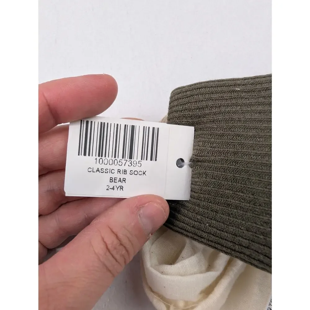 Jamie Kay Fold Over Socks 2-4 Year Toddler Bear (Olive Green)